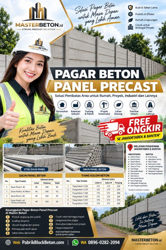 Pabrik Jual Pagar Beton Panel Precast di Jakarta Bogor Depok Tangerang Bekasi Serang Cilegon Pandeglang 2