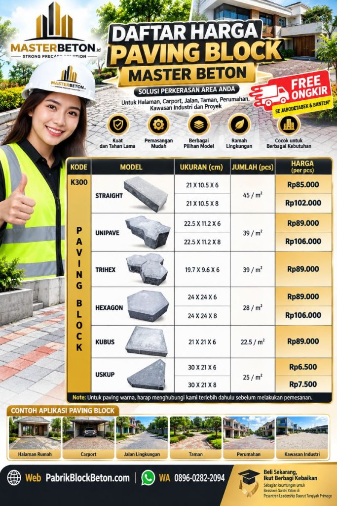 Harga Jual Paving Block FREE ONGKIR ke Jakarta Bogor Depok Tangerang Bekasi Serang, Cilegon, Lebak, Pandeglang Banten 2