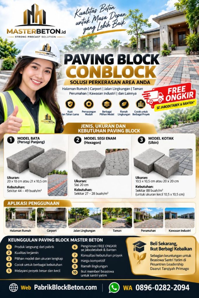 Pabrik Jual Paving Block FREE ONGKIR ke Jakarta Bogor Depok Tangerang Bekasi Serang, Cilegon, Lebak, Pandeglang Banten ok